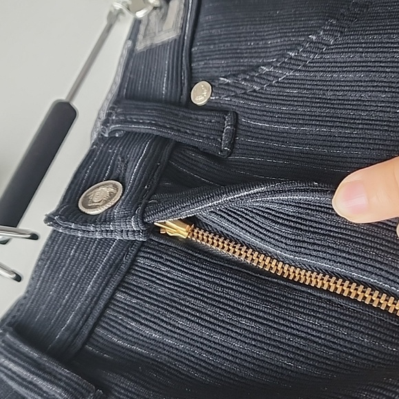 Vintage Versace Jeans Couture Knit Pinstripe Stretch Trouser Pants - Picture 6 of 11